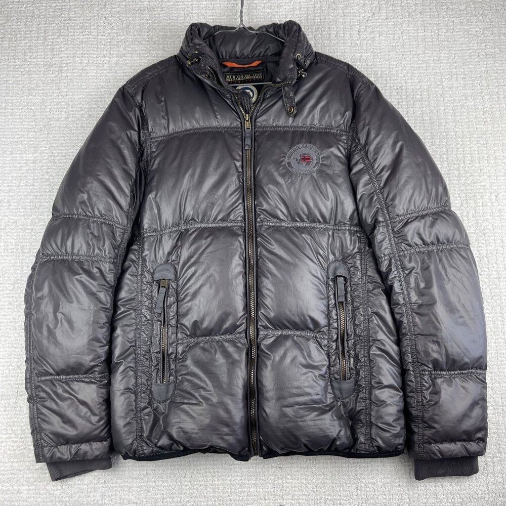 Napapijri Geographic Expedition Experience Grey Down Puffer Jacket Mens L